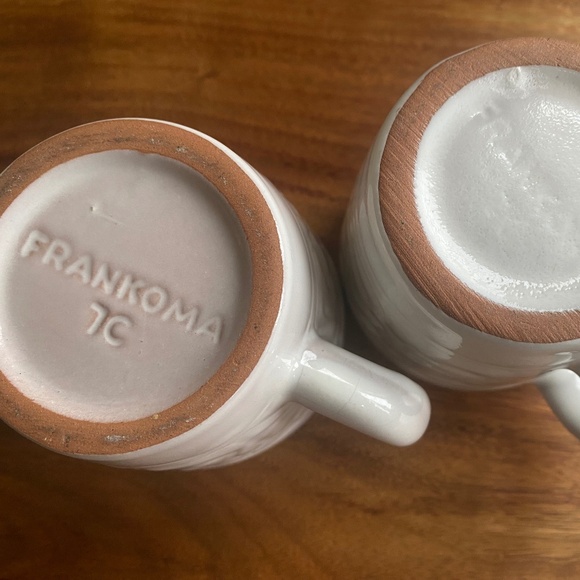 FRANKOMA Cups Mayan Aztec White Sand Mid Century 1950s Set 2 Marked 7C excellent - Picture 2 of 7